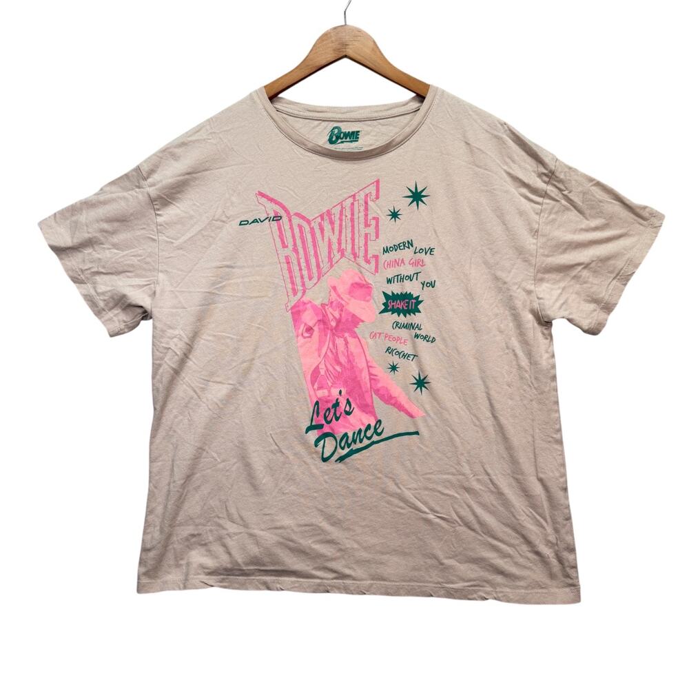 David Bowie Let's Dance Modern Love China Girl Ricochet Tan T-Shirt Adult 2XL